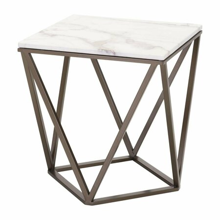 HOMEROOTS Tintern End Table White & Antique Brass 394557